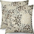 thumbnail image 1 of Dahlia Pillow Covers 16x16 Set of 2 Rustic Summer Rust Geometric Floral Brown Cream Outdoor Decorative Throw Pillows Farmhouse Pillowcases Linen Cushion Case Decor for Home Sofa Couch Bed, 1 of 6