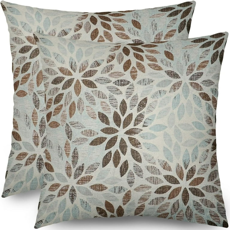 Dahlia Pillow Covers 16x16 Set of Rustic Summer Rust Geometric