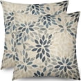 thumbnail image 1 of Dahlia Pillow Covers 16x16 Set of 2 Rustic Summer Rust Geometric Floral Navy Blue Cream Outdoor Decorative Throw Pillows Farmhouse Pillowcases Linen Cushion Case Decor for Home Sofa Couch Bed, 1 of 6