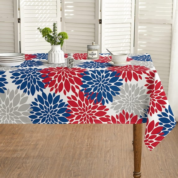 Dahlia Pinnata Tablecloth 70x70 Inch Round, Pink and Yellow Print Flower Table Cover for Party Picnic Dinner Decor