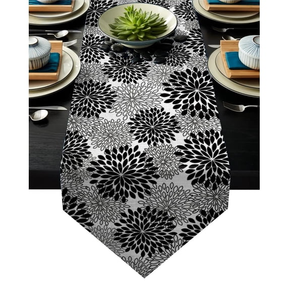 Dahlia Red White Chrysanthemum Table Runner Table Flag Home Party Decorative Tablecloth Table Runners