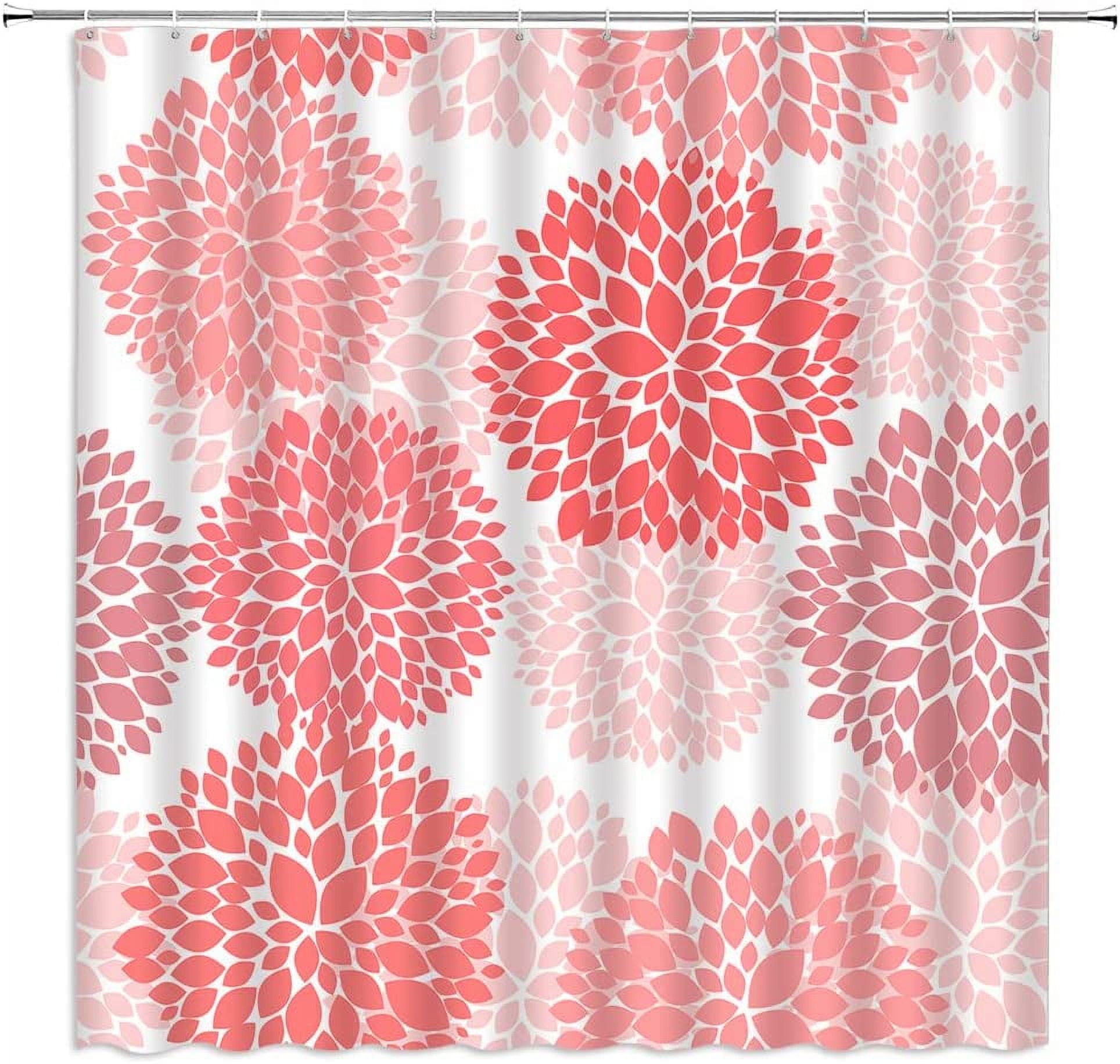 Dahlia Shower Curtain Coral Pink Pinnata Floral Dahlias Abstract Flower