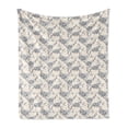 thumbnail image 1 of Dahlia Soft Flannel Fleece Blanket, Botanical Herbs with Birds and Butterflies Orchids Forest Foliage in Soft Tones, Cozy Plush for Indoor and Outdoor Use, 60" x 80", Ivory and Grey, by Ambesonne, 1 of 5
