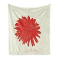 thumbnail image 1 of Dahlia Soft Flannel Fleece Blanket, Sketching of a Colossal Dahlia Blossom Retro Style in Blood Red Colored Single Flower, Cozy Plush for Indoor and Outdoor Use, 50" x 60", Red Tan, by Ambesonne, 1 of 5