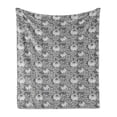 thumbnail image 1 of Dahlia Soft Flannel Fleece Throw Blanket, Blooms Beauty Herbs Floral Bouquet Vintage Style Chrysanthemum Motifs, Cozy Plush for Indoor and Outdoor Use, 60" x 80", Grey Black and Coconut, by Ambesonne, 1 of 5