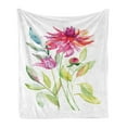 thumbnail image 1 of Dahlia Soft Flannel Fleece Throw Blanket, Paintbrush Flower Blooming Summer Flourishing Nature Growth Theme, Cozy Plush for Indoor and Outdoor Use, 60" x 80", Fuchsia Red, by Ambesonne, 1 of 5