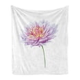 thumbnail image 1 of Dahlia Soft Flannel Fleece Throw Blanket, Watercolor Flower Pastel Vintage Beauty of Nature Bouquet Paintbrush, Cozy Plush for Indoor and Outdoor Use, 50" x 70", Pale Mauve Purple, by Ambesonne, 1 of 5