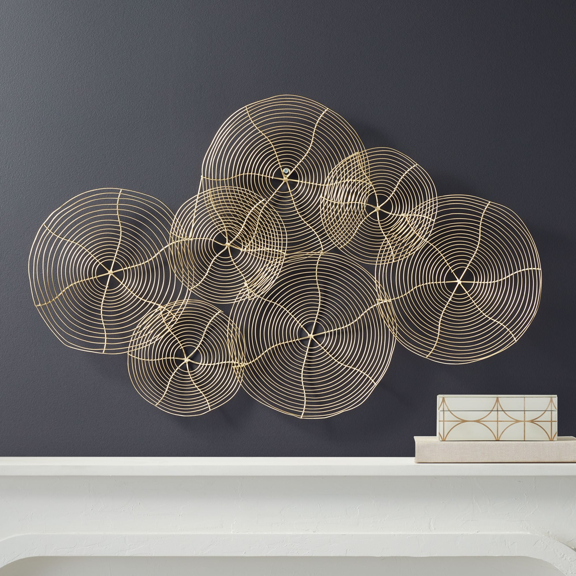 Glossy Gold Metal Overlapping Circles Wall Art, 39"