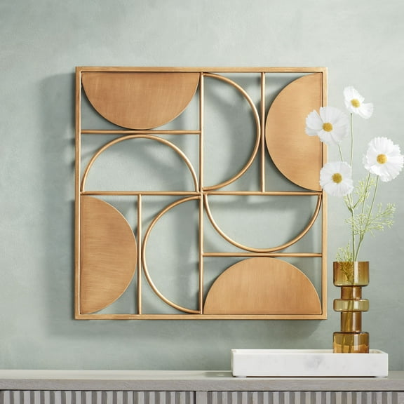 Dahlia Studios Demiluna 24 1/2" Square Shiny Brushed Gold Wall Plaque