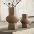 thumbnail image 1 of Dahlia Studios Emery Brown Ceramic Hexagonal Vases Set of 2, 1 of 9