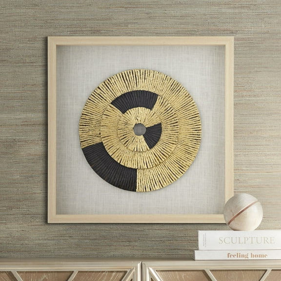 Dahlia Studios Gold Black Circle 23 1/2" Square Shadow Box Framed Wall Art