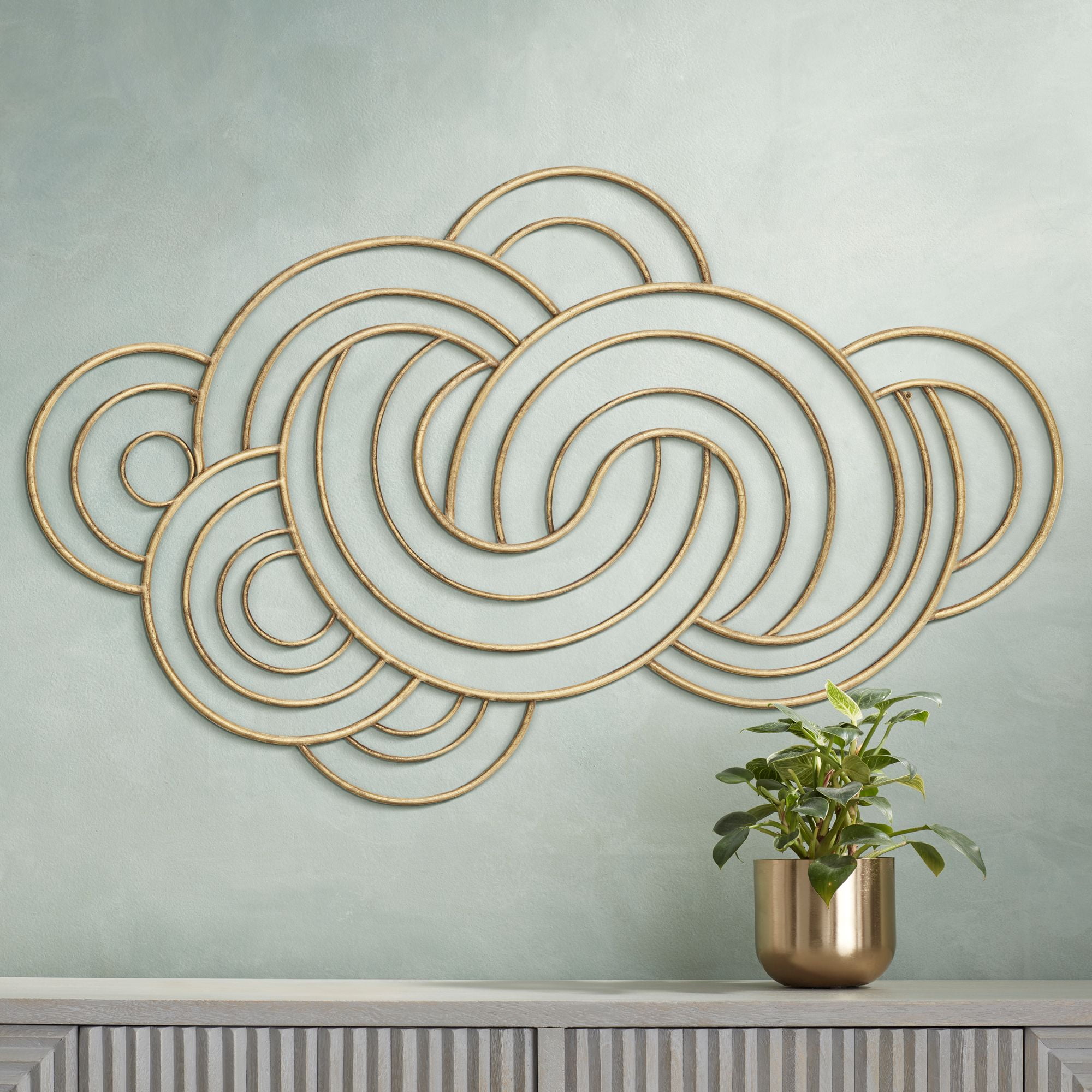 Gold Metal Abstract Arch Weave Horizontal Wall Art