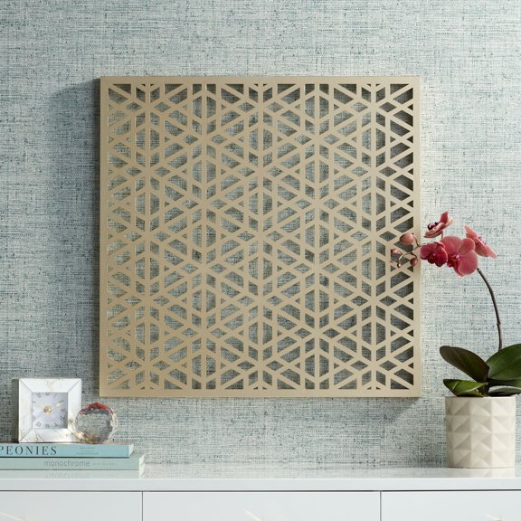 Dahlia Studios Laser Cut Geometric Screen 24" Square Glossy Gold Wall Art