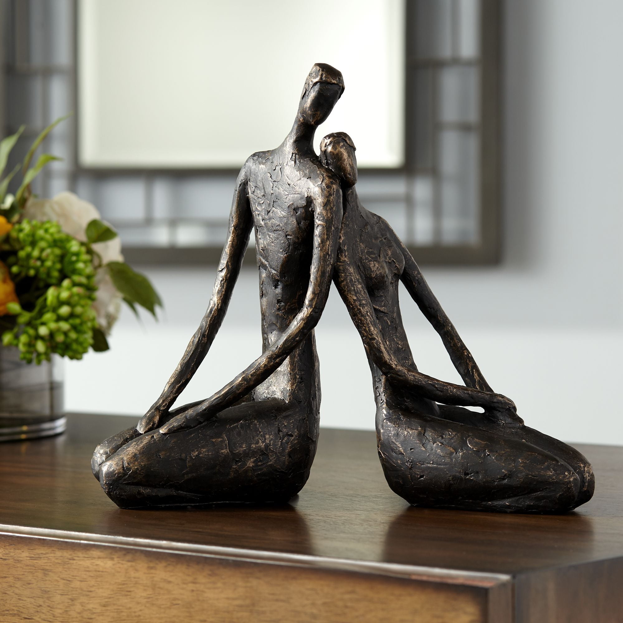 Bronze Loving Couple Contemporary Tabletop Sculpture