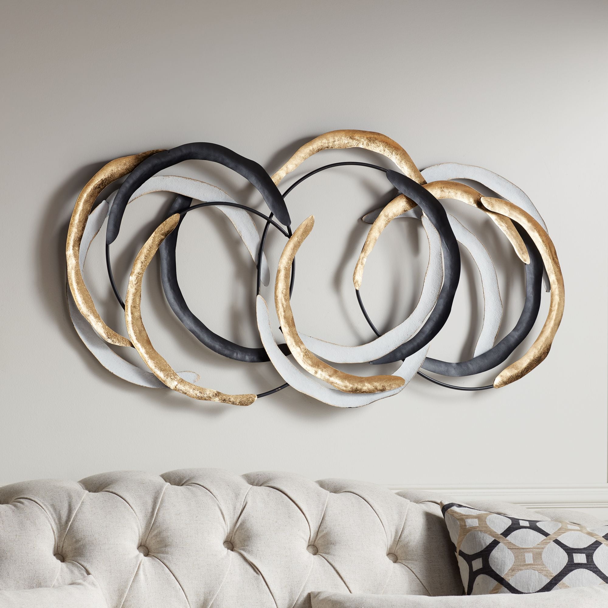 Manhattan 41" Wide Gold and Black Metal Wall Sculpture