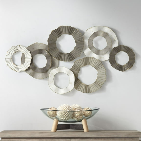 Dahlia Studios Parade 40" Wide Gray White Taupe Ridge-Circle Wall Art