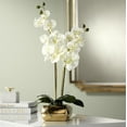 thumbnail image 1 of Dahlia Studios Potted Faux Artificial Flowers Realistic White Orchid Greenery in Gold Ceramic Pot for Home Decoration 22" High, 1 of 8