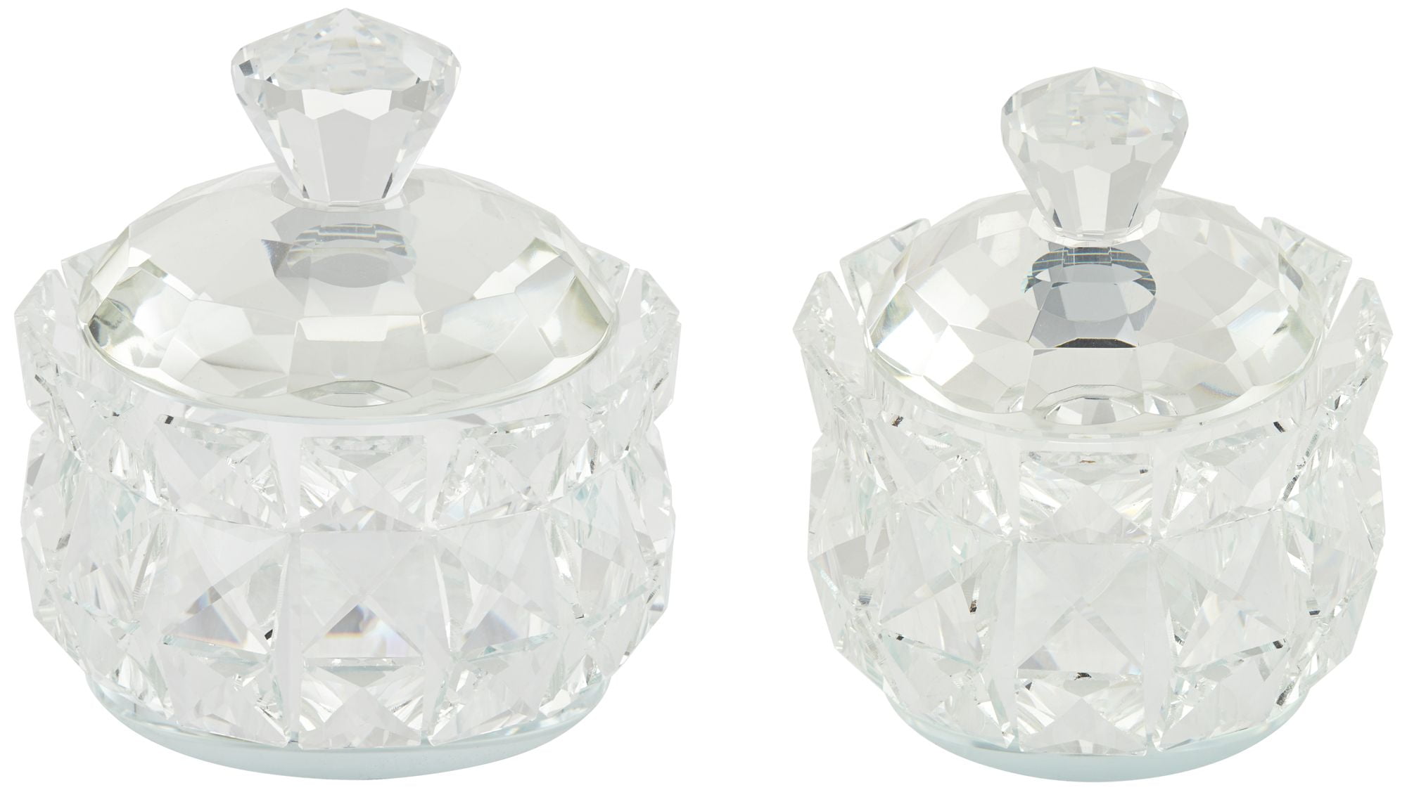 Dahlia Studios Seely Round Clear Glass Jewelry Boxes with Lid Set of 2