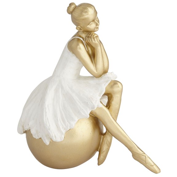 Dahlia Studios Sitting Ballerina 5 3/4" High Matte Gold and White Statue