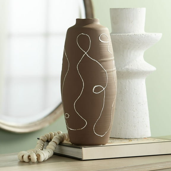 Dahlia Studios Zulu 13" High Matte Brown Decorative Vase
