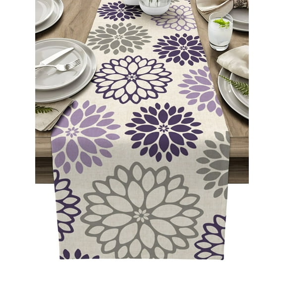 Dahlia Yellow Gray Table Runner Luxury Home Dining Table Coffee Table Holiday Wedding Decoration Party Dinner Table Runner