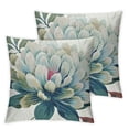 thumbnail image 1 of Dahlia pillowcase, spring geometric blue flower elegant line pillowcase, farmhouse outdoor decoration, home, bedroom, living room square cushion cover, various sizes, set of 2, 1 of 7