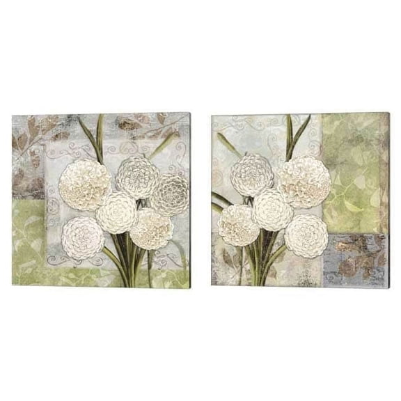 Dahlias for Donna by Color Bakery Canvas Art Set of 2 14 inch X 14 inch Each
