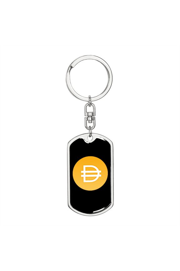 Dai Stablecoin (DAI) Crypto Cryptocurrency Stainless Steel or 18k Gold Premium Swivel Dog Tag Keychain