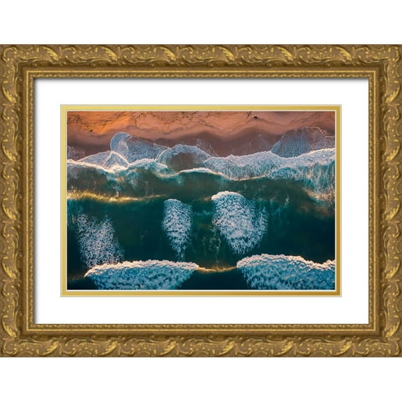 Dai, Wei 24x17 Gold Ornate Wood Framed with Double Matting Museum Art Print Titled - Symphony Of Ocean Waves
