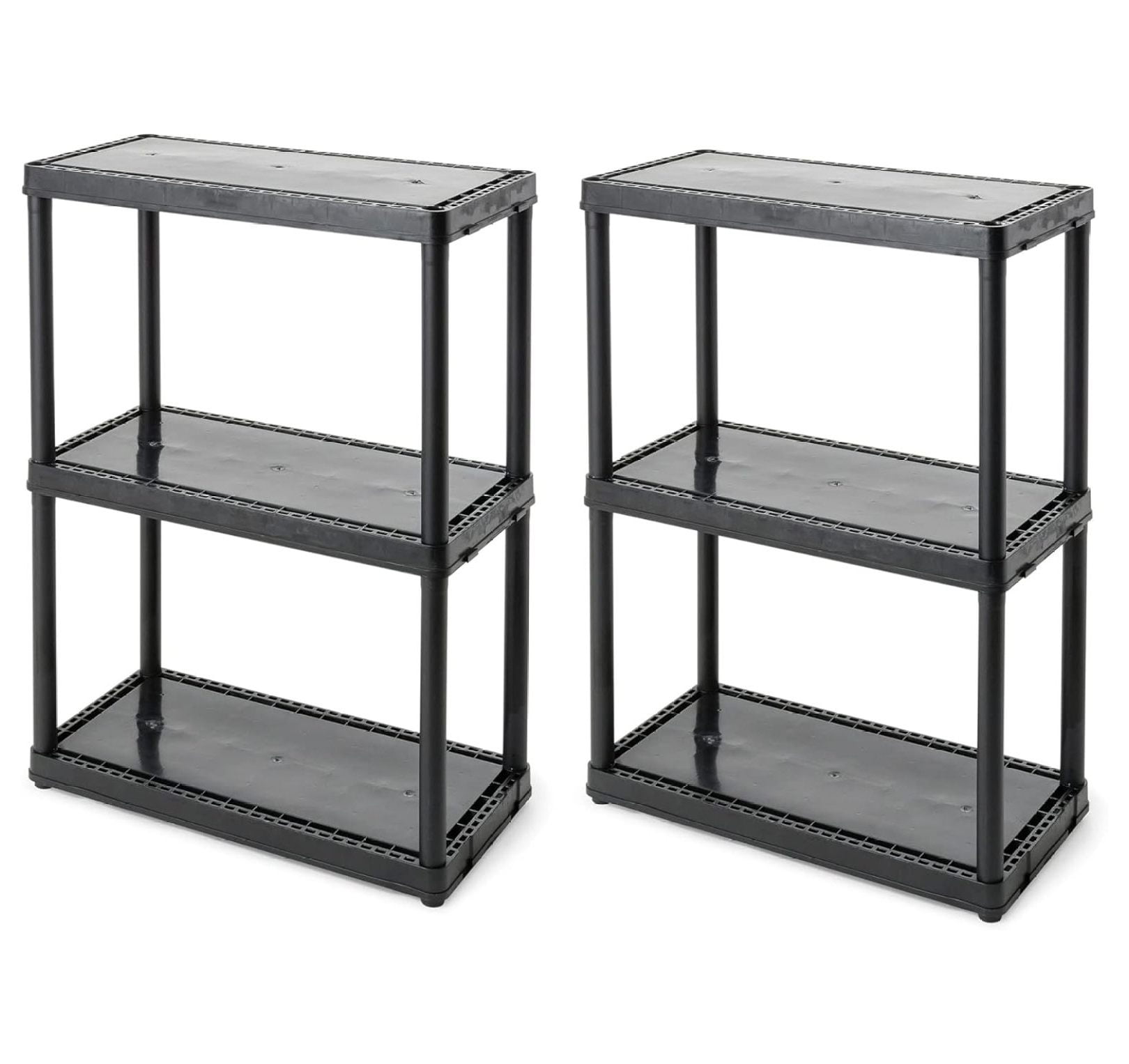 Black 24'' 3-Tier Plastic Storage Shelving Unit