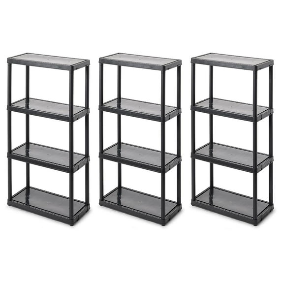 DaiZuY 4 Shelf Fixed Height Solid Light Duty Storage Unit 12 x 24 x for Home, Garage, Basement, & Laundry, Black (3 Pack)