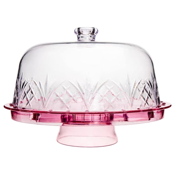 DaiZuY Cake Stand with Lid, Serving Plate Platter with Dome Cover, 6 in 1 Multi-Purpose Use, Shatterproof and Reusable - Dublin Collection, Blush