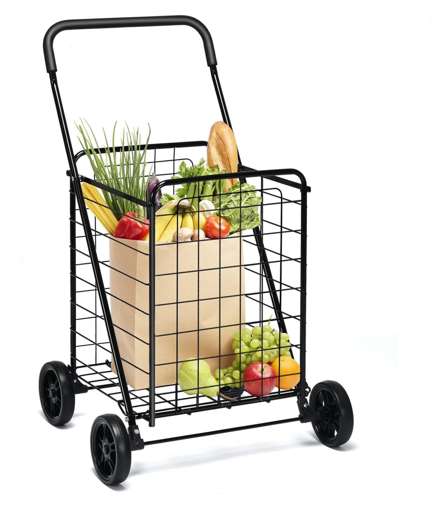 DaiZuY Folding Shopping Cart, Portable Utility Cart w/All- Wheels, 22 ...