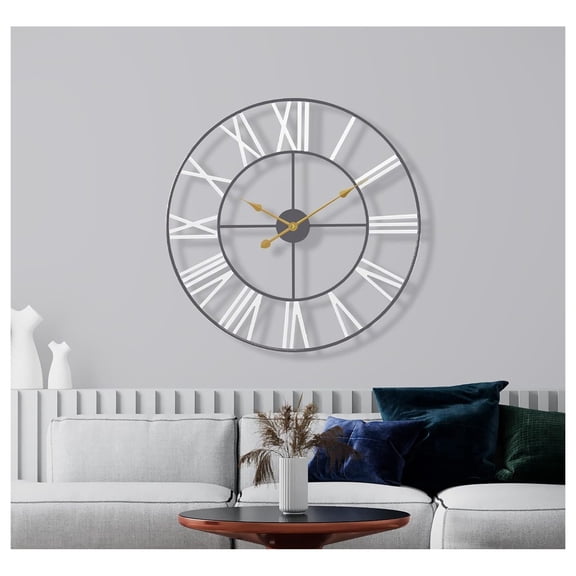 DaiZuY Large Wall Clock for Living Room Decor, (60CM) 24 Inch Wall Clock Decorative, Metal Analog Numeral Wall Clock Modern Wall Clocks - Large Clock Home Decor (White)