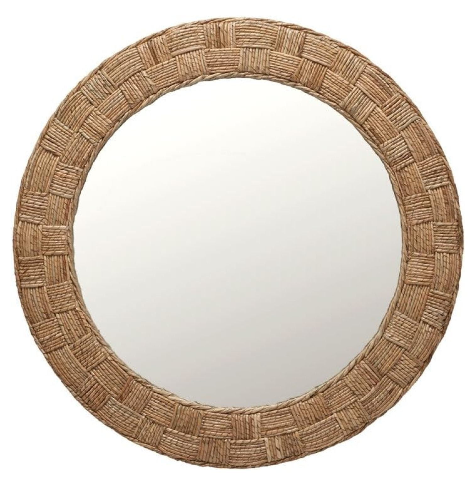30" Round Natural Buri Rope Wall Mirror