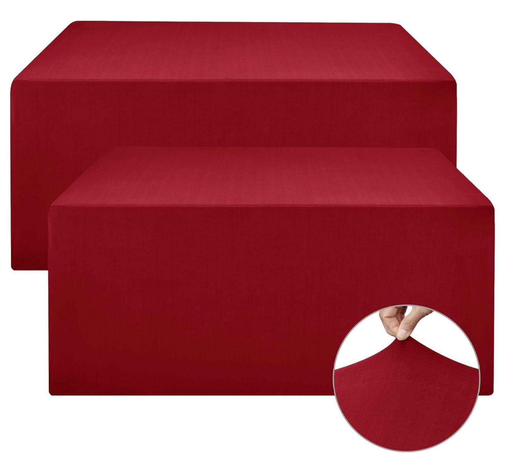 DaiZuY Spandex Fitted Table Clothes, 2 Pack x 24 Inch Red Rectangle