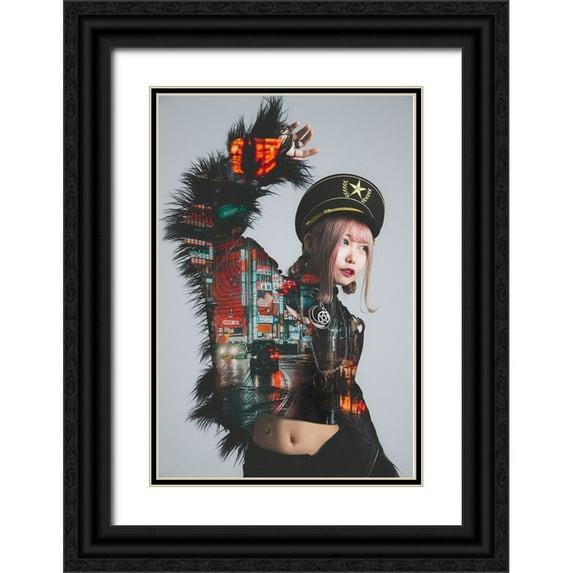 Daichi, Murakyami 23x32 Black Ornate Wood Framed with Double Matting Museum Art Print Titled - Living with the night