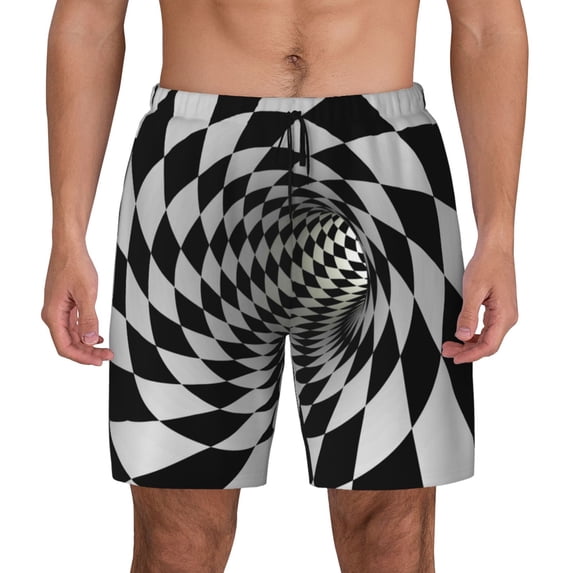 Daiia 3D Vortex Illusion Mens Swim Trunks Swim Shorts Quick Dry Swim Shorts with Mesh Lining Pockets-Large
