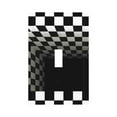 thumbnail image 1 of Daiia 3d Black and White Checkerboard Tunnel Pattern Decorator Wall Plate Child Safe Outlet Cover, Switch and Outlet Covers,Size 1-Gang 5.0" x3.0" , Polycarbonate Thermoplastic-Style T, 1 of 6