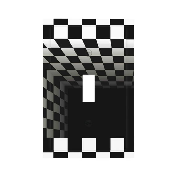 Daiia 3d Black and White Checkerboard Tunnel Pattern Decorator Wall Plate Child Safe Outlet Cover, Switch and Outlet Covers,Size 1-Gang 5.0" x3.0" , Polycarbonate Thermoplastic-Style T