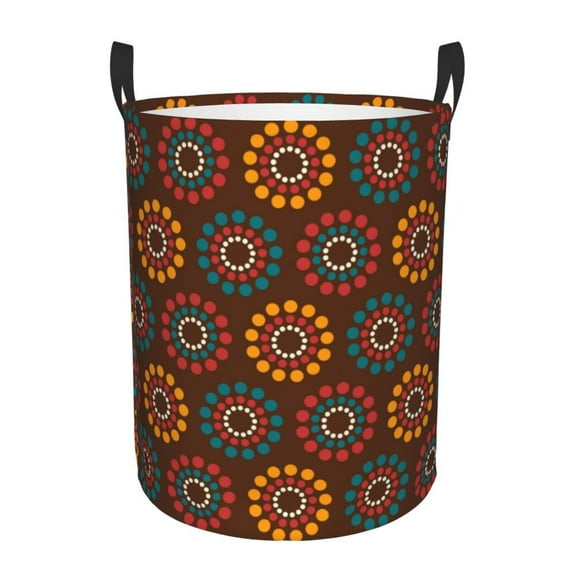 Daiia 60s and 70s Aesthetic1 Round Laundry Basket with Handles Thickened Waterproof Circular hamper,Dirty Clothes Storage Basket for Bedroom,Bathroom,College Dorm-Small