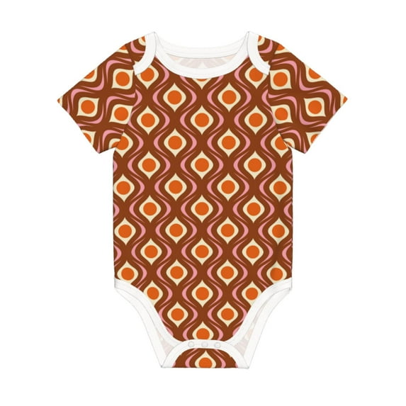 Daiia 70's Retro Printed Unisex-Baby Short Sleeve Onesies Bodysuits Baby Climbing Clothes Soft and Comfortable Romper with Expandable Shoulder Design-9M