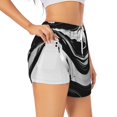 thumbnail image 1 of Daiia Abstract Black White Swirls Pattern Women's 2 in 1 Running Shorts - Lightweight Athletic Workout Gym Yoga Shorts Liner with Phone Pockets-Large, 1 of 7