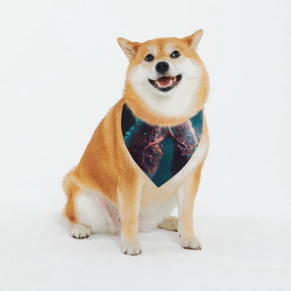 Daiia Abstract Botanical Heart Print Pet Scarf, Adjustable Pet Bandana, Reflective Dog Bandana with Buckle, Durable Pet Accessory Fashionable Pet Neckwear-Large