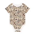 thumbnail image 1 of Daiia Abstract Coffee Printed Unisex-Baby Short Sleeve Onesies Bodysuits Baby Climbing Clothes Soft and Comfortable Romper with Expandable Shoulder Design-12 Months, 1 of 8