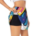 thumbnail image 1 of Daiia Abstract Color Splash Pattern Women's 2 in 1 Running Shorts - Lightweight Athletic Workout Gym Yoga Shorts Liner with Phone Pockets-Large, 1 of 7