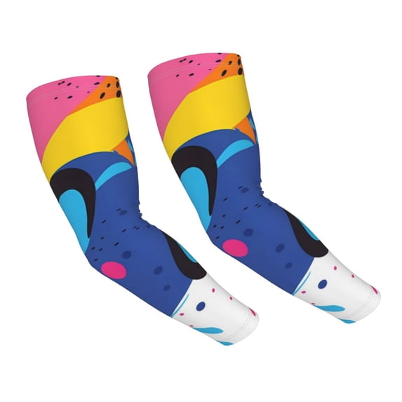 Daiia Abstract Color Splash UV Sun Protection Arm Sleeves - Cooling Compression Arm Sleeve - Sports & UV Arm Sleeves for Men & Women