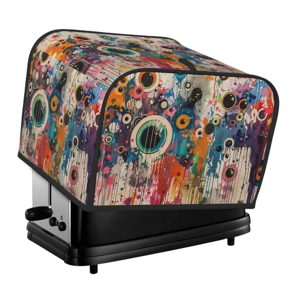 Daiia Abstract Colorful Dripping Circles Pattern 4 slice Toaster Cover, Toaster Appliance Dust-proof Cover For Kitchen Small Appliance Dust Cover and Fingerprint Protection