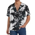 thumbnail image 1 of Daiia Abstract Eagle Ink Men's Linen Shirts Short Sleeve Casual Shirts Button Down Shirt for Men Beach Summer Wedding Shirt-Large, 1 of 6