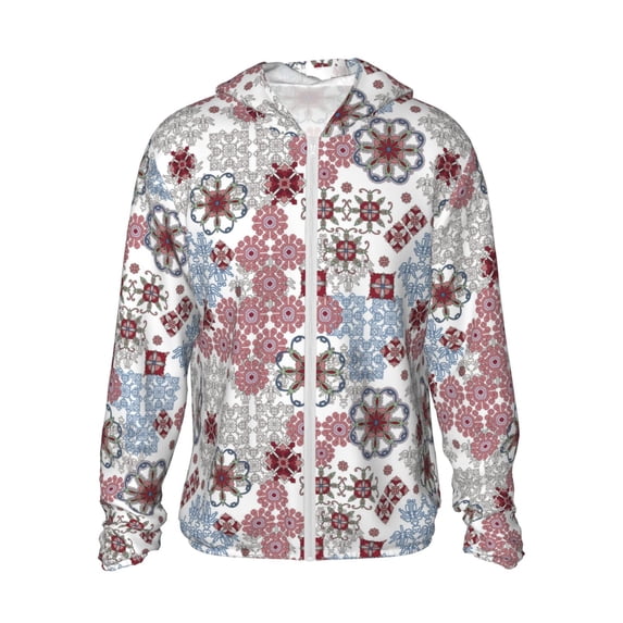 Daiia Abstract Floral UPF 50+ Sun Protection Hoodie Jacket Lightweight Long Sleeve Sun Shirt for Women Men with Pocket Hiking Outdoor-X-Large